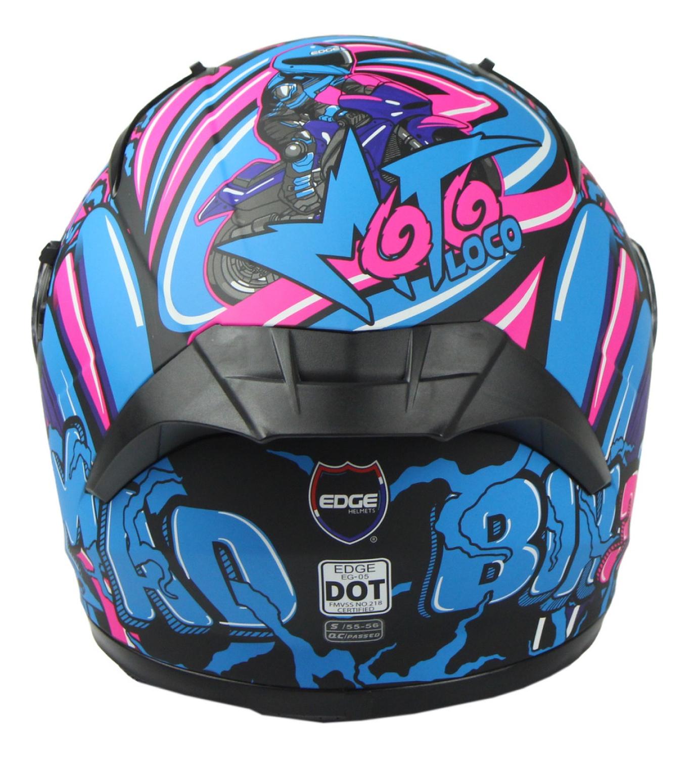 Casco Edge Integral Denver Motoloco Azul Certificado DOT